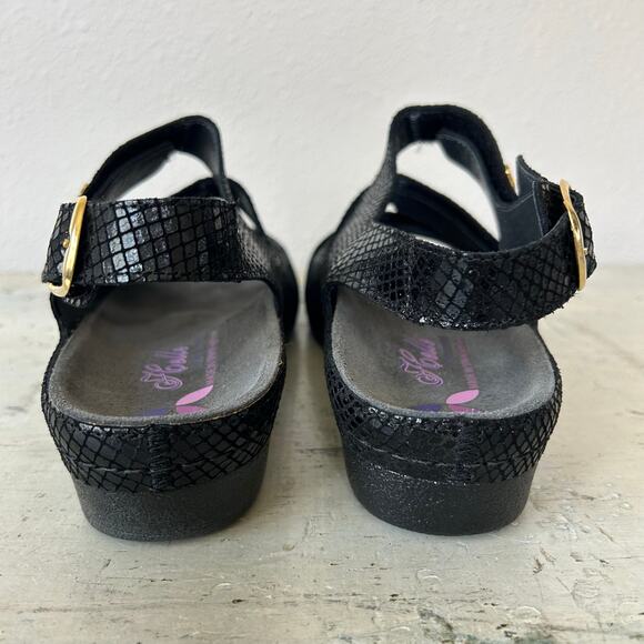 Helle Comfort 356-F Tulin Black Leather Orthotic Adjustable sling back Sandal 39 - Picture 8 of 16